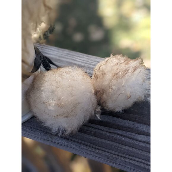 Vintage 60s Sheepskin Shearling Fur Hat With Pom Poms Made in Italy Boho Winter - Picture 4 of 16